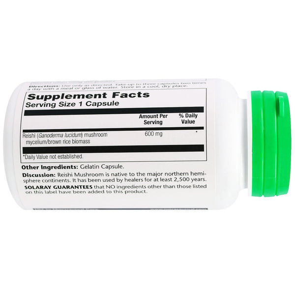 Solaray, Reishi Mushroom, 600 mg, 100 Capsules - The Supplement Shop