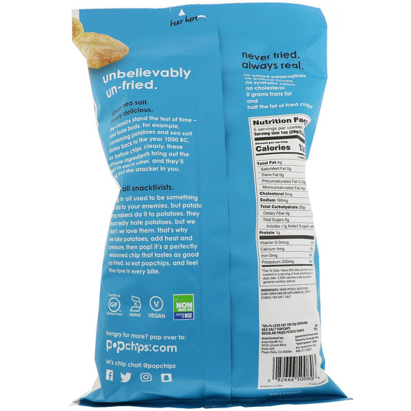 Popchips, Potato Chips, Sea Salt, 5 oz (142 g) - The Supplement Shop