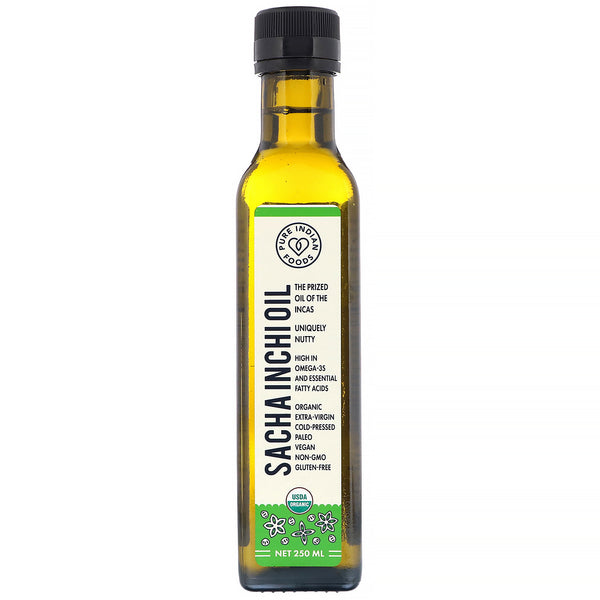 Pure Indian Foods, Organic Cold Pressed Extra-Virgin Sacha Inchi Oil, 250 ml - The Supplement Shop