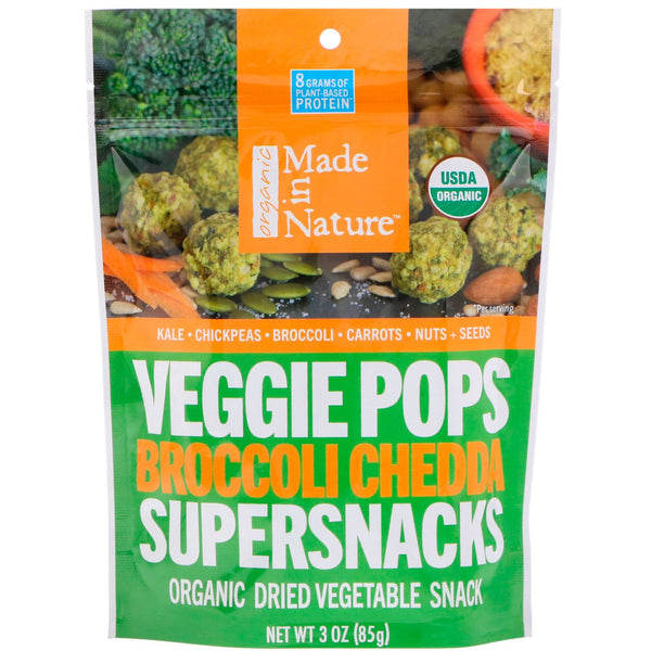Made in Nature, Organic Veggie Pops, Broccoli Chedda Supersnacks, 3 oz (85 g) - The Supplement Shop