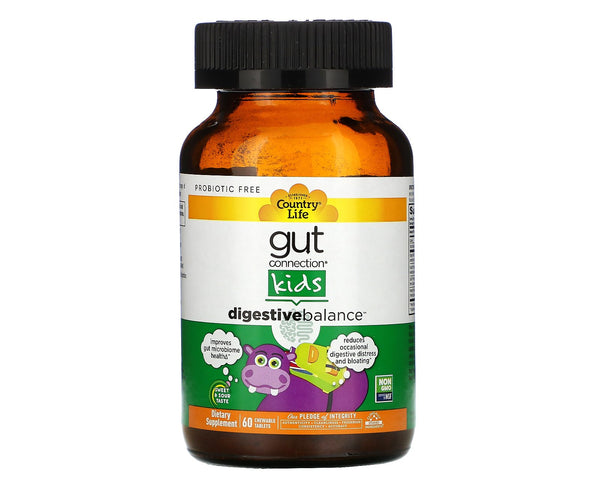 Country Life, Gut Connection Kids, Digestive Balance, Sweet & Sour Taste, 60 Chewable Tablets - The Supplement Shop