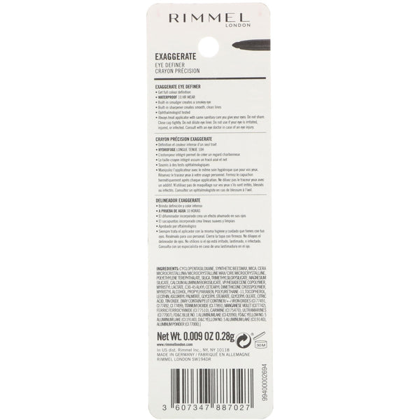 Rimmel London, Exaggerated Eye Definer, 262 Blackest Black, .009 oz (.28 g) - The Supplement Shop