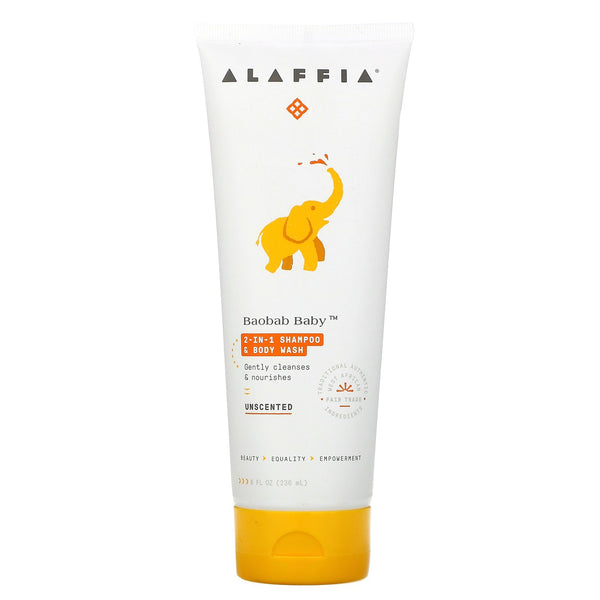 Alaffia, Baobab Baby, 2-In-1 Shampoo & Body Wash, Unscented, 8 fl oz (236 ml) - The Supplement Shop