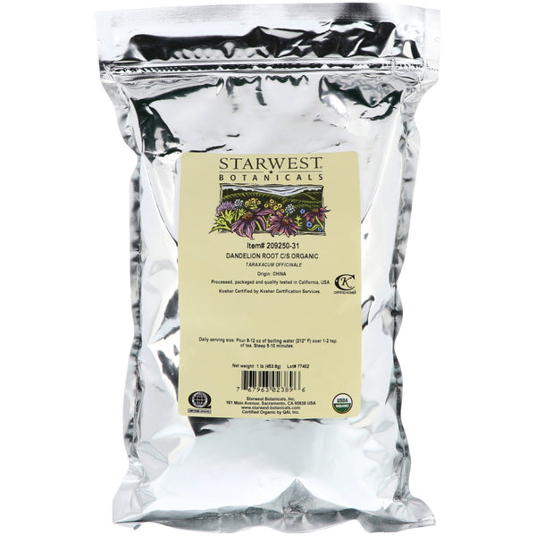 Starwest Botanicals, Organic, Dandelion Root C/S, 1 lb (453.6 g) - The Supplement Shop