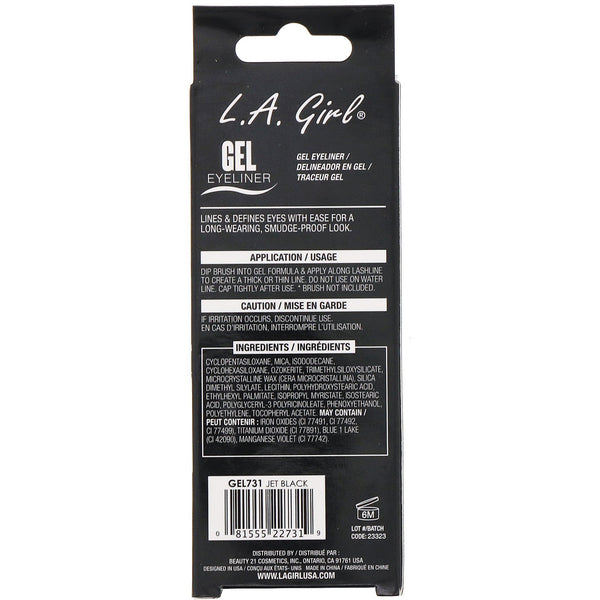 L.A. Girl, Gel Eyeliner, Jet Black, 0.11 oz (3 g) - The Supplement Shop