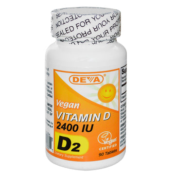 Deva, Vegan, Vitamin D, D2, 2400 IU, 90 Tablets