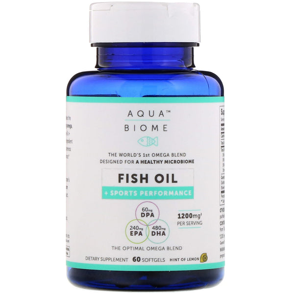 Enzymedica, Aqua Biome, Fish Oil + Sports Performance, Lemon Flavor, 1,200 mg, 60 Softgels - The Supplement Shop