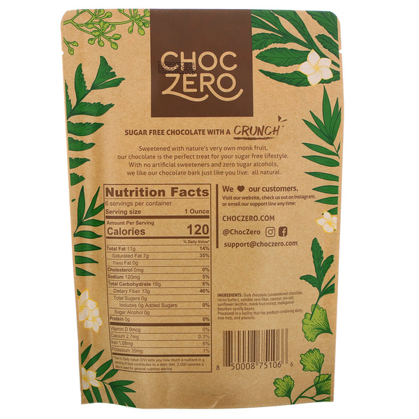 ChocZero, Dark Chocolate With Sea Salt, Coconut, Sugar Free, 6 Bars, 1 oz Each - The Supplement Shop