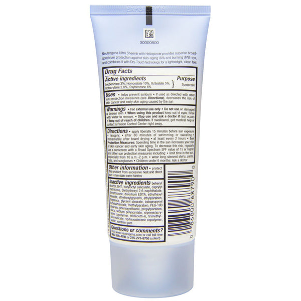 Neutrogena, Ultra Sheer Dry Touch Sunscreen, SPF 55, 3.0 fl oz (88 ml) - The Supplement Shop