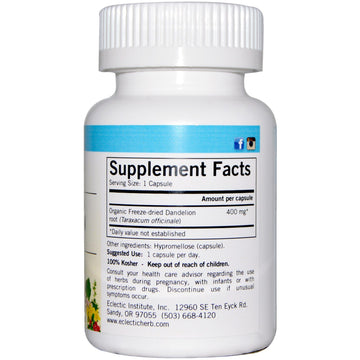 Eclectic Herb, Freeze Dried Dandelion Root, 400 mg, 90 Veg Caps