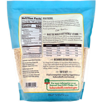 Bob's Red Mill, Organic Extra Thick Rolled Oats, Whole Grain, 32 oz (907 g)