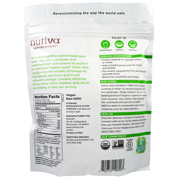 Nutiva, Organic Superseed Blend, With Coconut, 10 oz (283 g) - The Supplement Shop