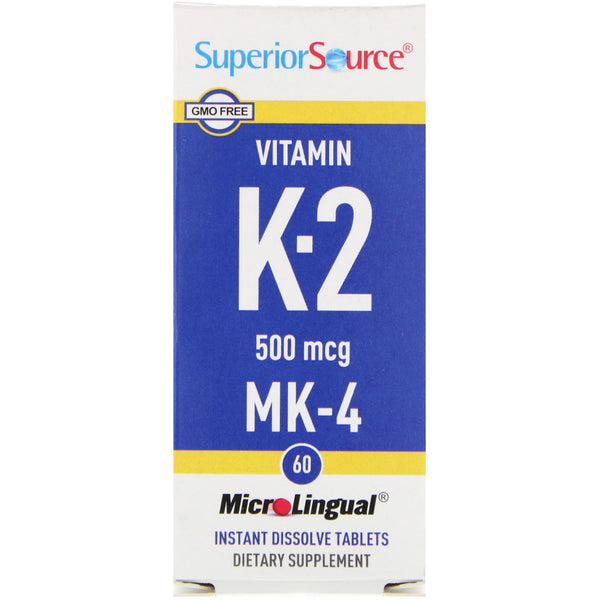 Superior Source, Vitamin K-2, 500 mcg, 60 MicroLingual Instant Dissolve Tablets - The Supplement Shop