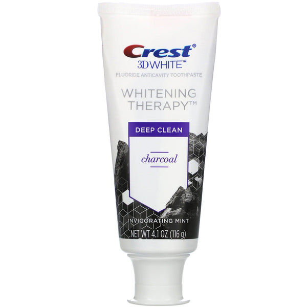 Crest, 3D White, Whitening Therapy, Fluoride Anticavity Toothpaste, Charcoal, Invigorating Mint, 4.1 oz (116 g) - The Supplement Shop