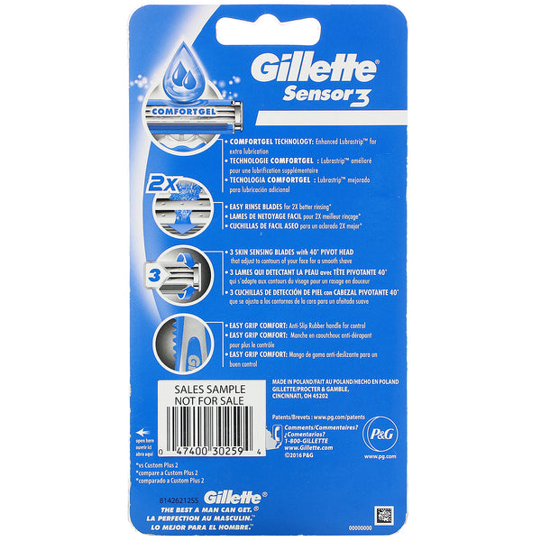 Gillette, Sensor3, Comfortgel Disposable Razors, 8 Razors - The Supplement Shop