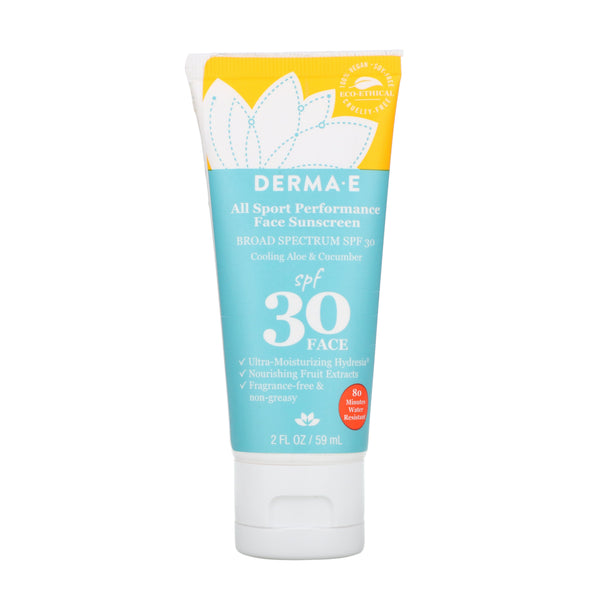 Derma E, All Sport Performance Face Sunscreen, SPF 30, Cooling Aloe & Cucumber, 2 fl oz (59 ml) - The Supplement Shop