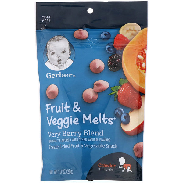 Gerber, Fruit & Veggie Melts, 8+ Months, Very Berry Blend, 1.0 oz (28 g) - The Supplement Shop