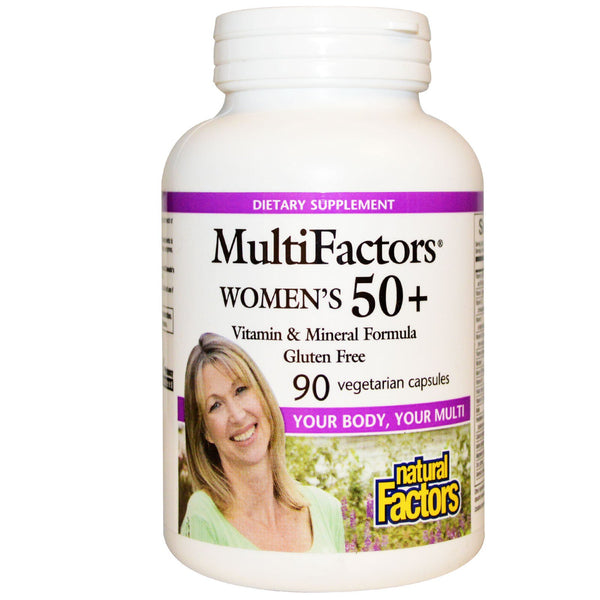 Natural Factors, MultiFactors, Women's 50+, 90 Vegetarian Capsules - The Supplement Shop