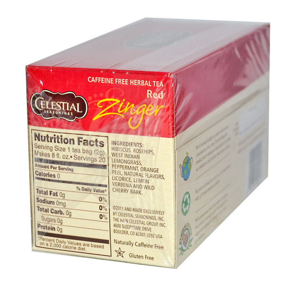 Celestial Seasonings, Herbal Tea, Caffeine Free, Red Zinger, 20 Tea Bags, 1.7 oz (49 g) - The Supplement Shop