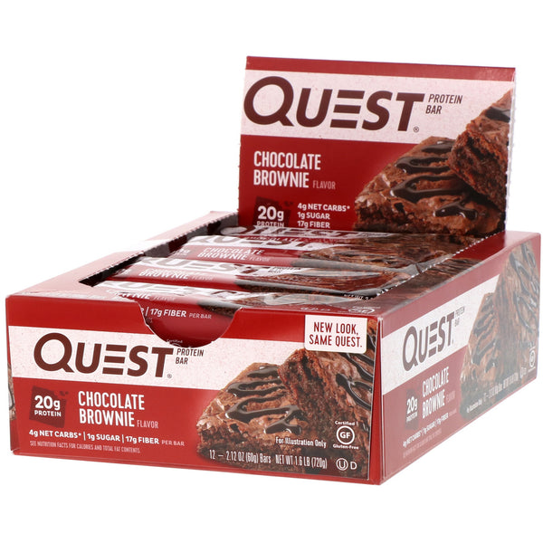 Quest Nutrition, Protein Bar, Chocolate Brownie, 12 Bars, 2.12 oz (60 g) Each - The Supplement Shop