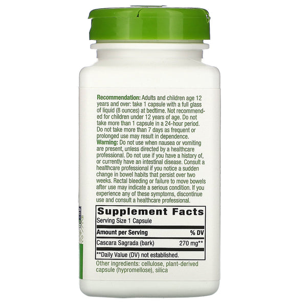 Nature's Way, Cascara Sagrada, 270 mg, 180 Vegan Capsules - The Supplement Shop