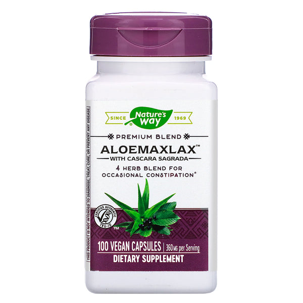 Nature's Way, AloeMaxLax with Cascara Sagrada, 360 mg, 100 Vegan Capsules - The Supplement Shop