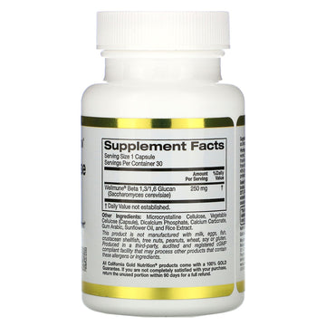 California Gold Nutrition, Immune Defense with Wellmune®, Beta-Glucan, 250 mg, 30 Veggie Capsules