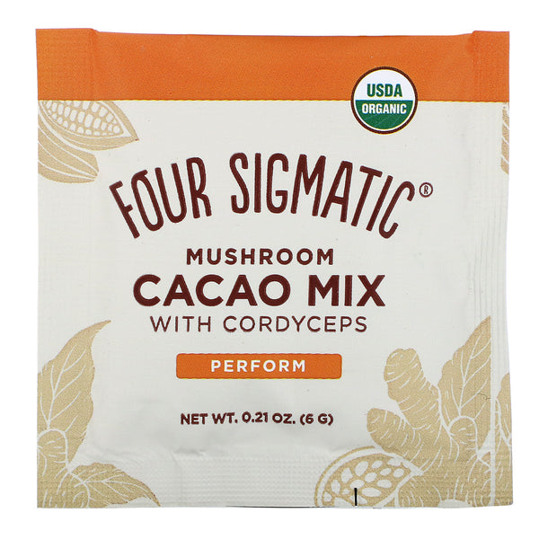 Four Sigmatic, Mushroom Cacao Mix with Cordyceps, 10 Packets, 0.21 oz (6 g) Each - The Supplement Shop