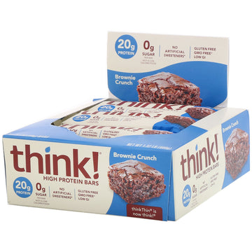 ThinkThin, High Protein Bars, Brownie Crunch, 10 Bars, 2.1 oz (60 g) Each