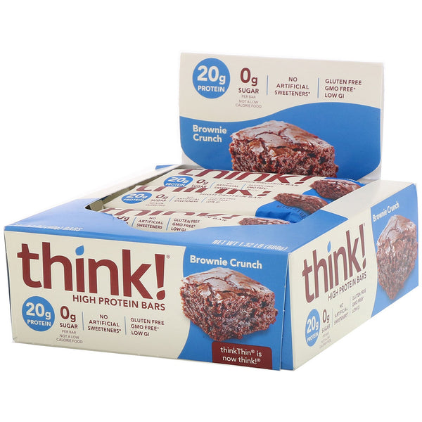 ThinkThin, High Protein Bars, Brownie Crunch, 10 Bars, 2.1 oz (60 g) Each - The Supplement Shop