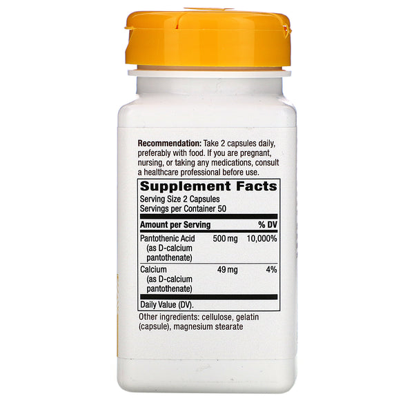 Nature's Way, Pantothenic Acid, Vitamin B5, 500 mg, 100 Capsules - The Supplement Shop