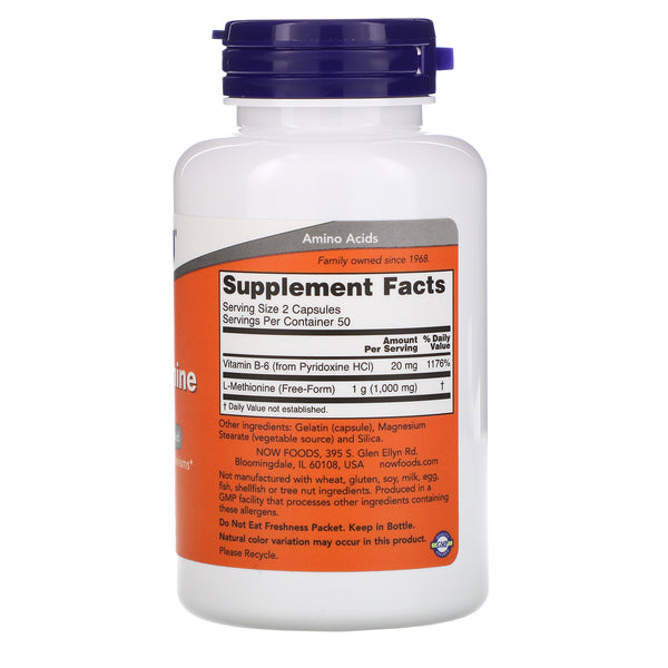 Now Foods, L-Methionine, 500 mg, 100 Capsules - The Supplement Shop