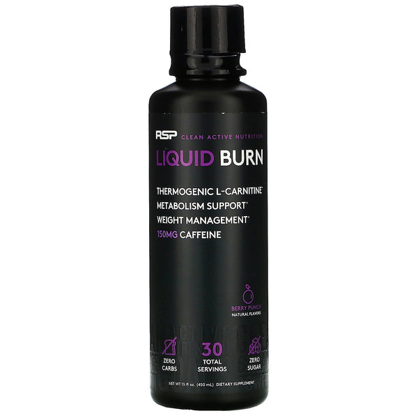 RSP Nutrition, Liquid Burn, Thermogenic L-Carnitine, Berry Punch, 15 fl oz (450 ml) - The Supplement Shop