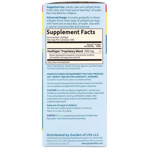 Garden of Life, FucoThin, 180 Softgels - The Supplement Shop