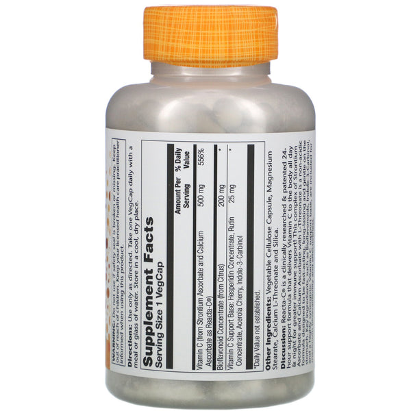 Solaray, Reacta-C, 500 mg, 180 VegCaps - The Supplement Shop