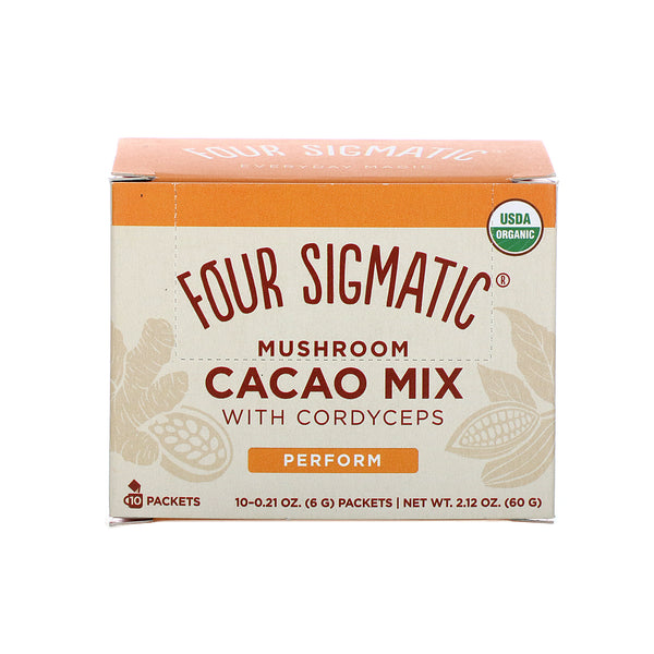 Four Sigmatic, Mushroom Cacao Mix with Cordyceps, 10 Packets, 0.21 oz (6 g) Each - The Supplement Shop