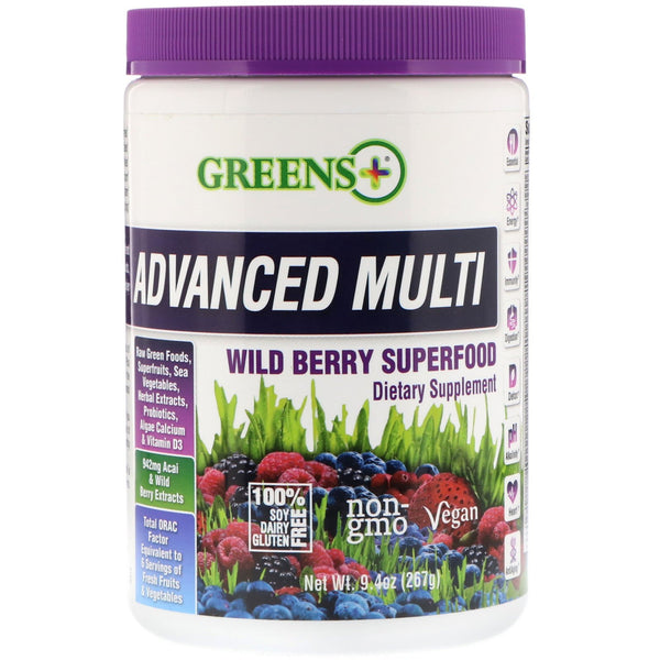 Greens Plus, Advanced Multi, Wild Berry Superfood, 9.4 oz (267 g) - The Supplement Shop