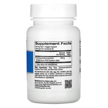 California Gold Nutrition, PQQ, 20 mg, 60 Veggie Capsules