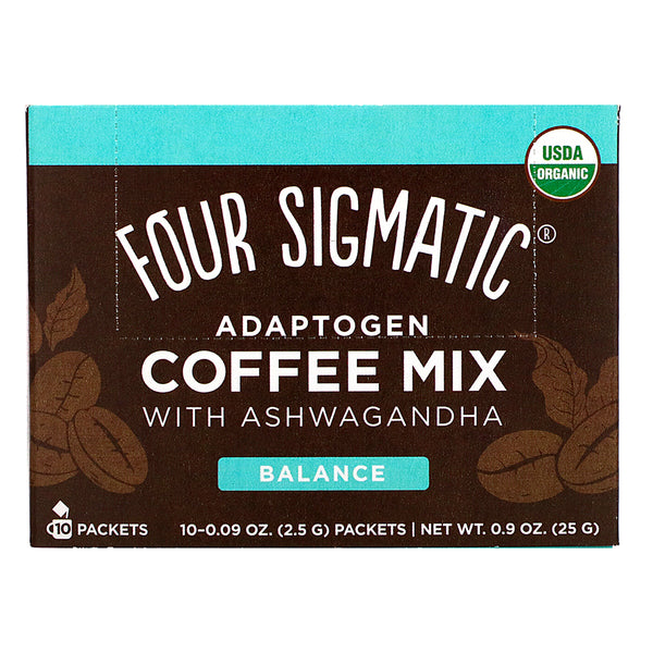 Four Sigmatic, Adaptogen Coffee Mix with Ashwagandha, 10 Packets, 0.09 oz (2.5 g) Each - The Supplement Shop
