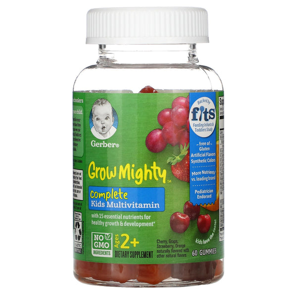 Gerber, Grow Mighty, Complete Kids Multivitamin, Ages 2+, 60 Gummies - The Supplement Shop