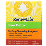 Renew Life, Liver Detox, 30-Day Cleansing Program, 2 Bottles, 60 Vegetarian Capsules Each - The Supplement Shop