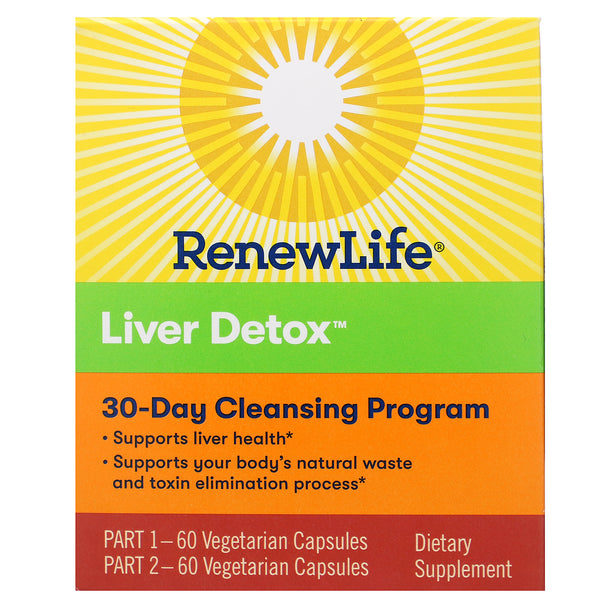 Renew Life, Liver Detox, 30-Day Cleansing Program, 2 Bottles, 60 Vegetarian Capsules Each - The Supplement Shop
