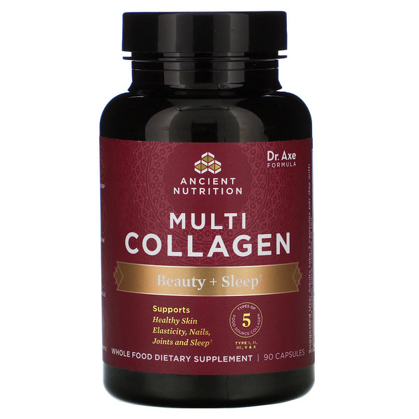 Dr. Axe / Ancient Nutrition, Multi Collagen, Beauty + Sleep, 90 Capsules - The Supplement Shop