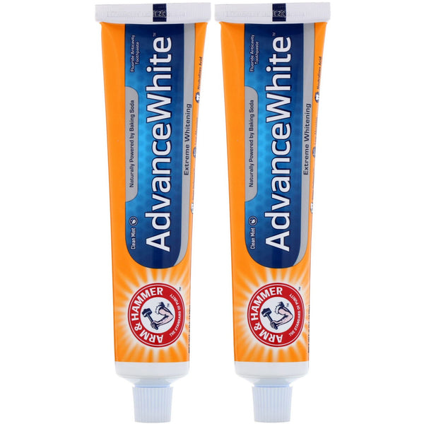 Arm & Hammer, AdvanceWhite, Extreme Whitening Toothpaste, Clean Mint, Twin Pack, 6.0 oz (170 g) Each - The Supplement Shop