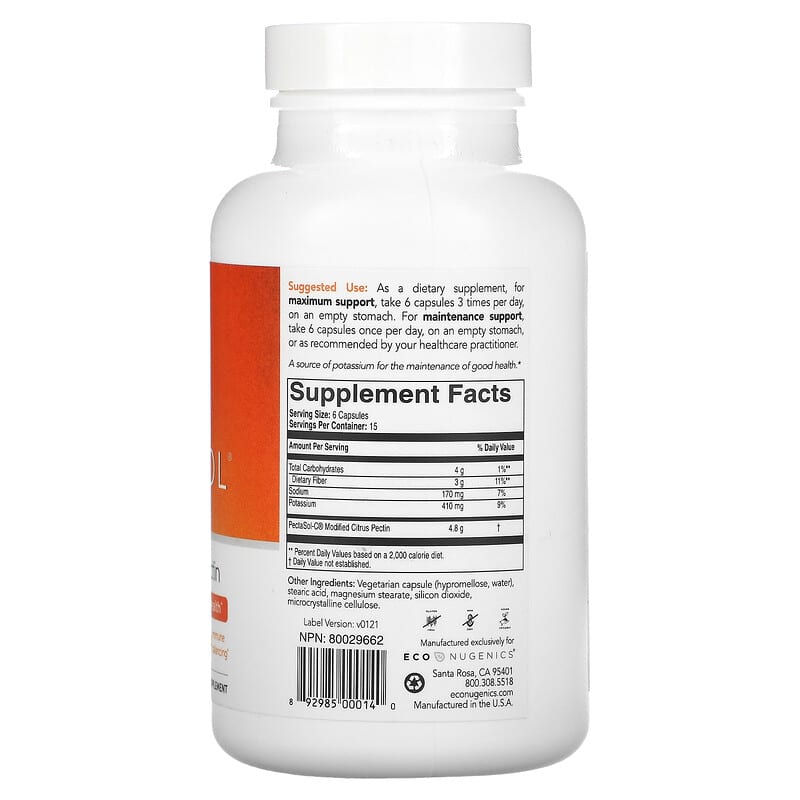 Econugenics, PectaSol-C, Modified Citrus Pectin, 90 Vegetable Capsules ...