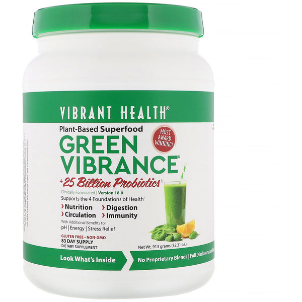 Vibrant Health, Green Vibrance +25 Billion Probiotics, Version 18.0, 32.21 oz (913 g) - The Supplement Shop