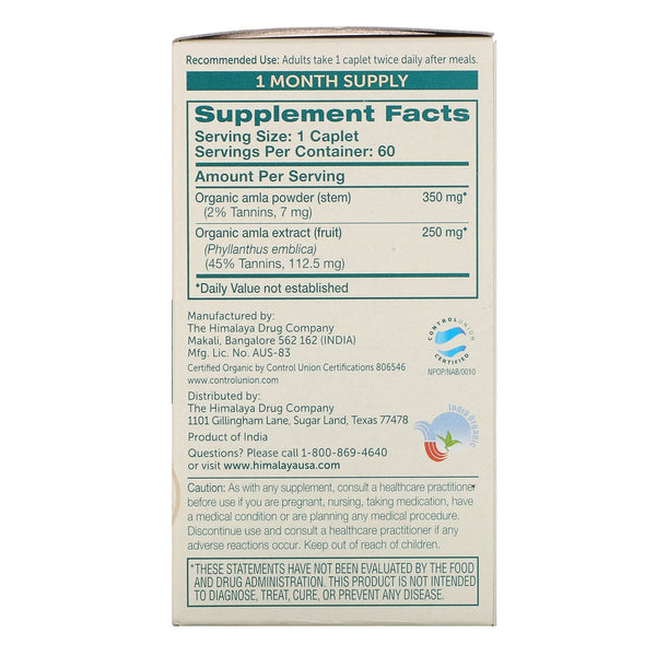 Himalaya, Amla, 60 Caplets - The Supplement Shop