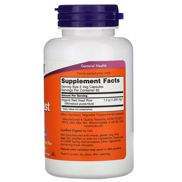 Now Foods, Red Yeast Rice, 600 mg, 120 Veg Capsules