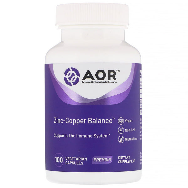 Advanced Orthomolecular Research AOR, Zinc-Copper Balance, 100 Vegetarian Capsules - The Supplement Shop
