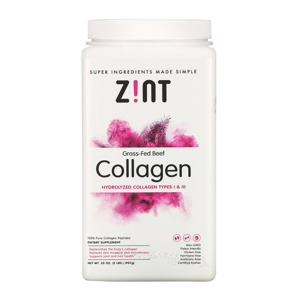 Zint, Grass-Fed Beef Collagen, Hydrolyzed Collagen Types I & III, 32 oz (907 g) - The Supplement Shop